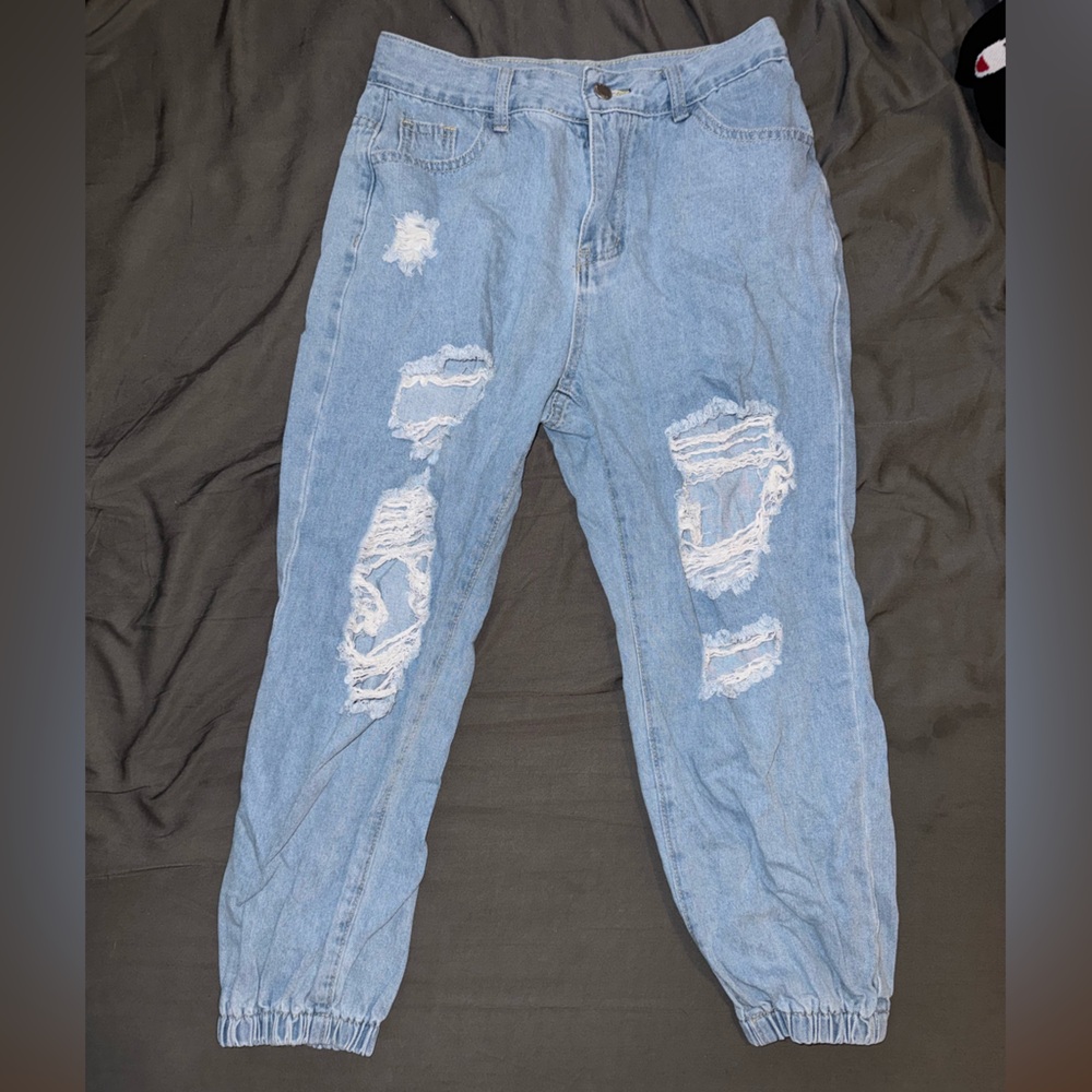 SHEIN Light Blue Denim Pants